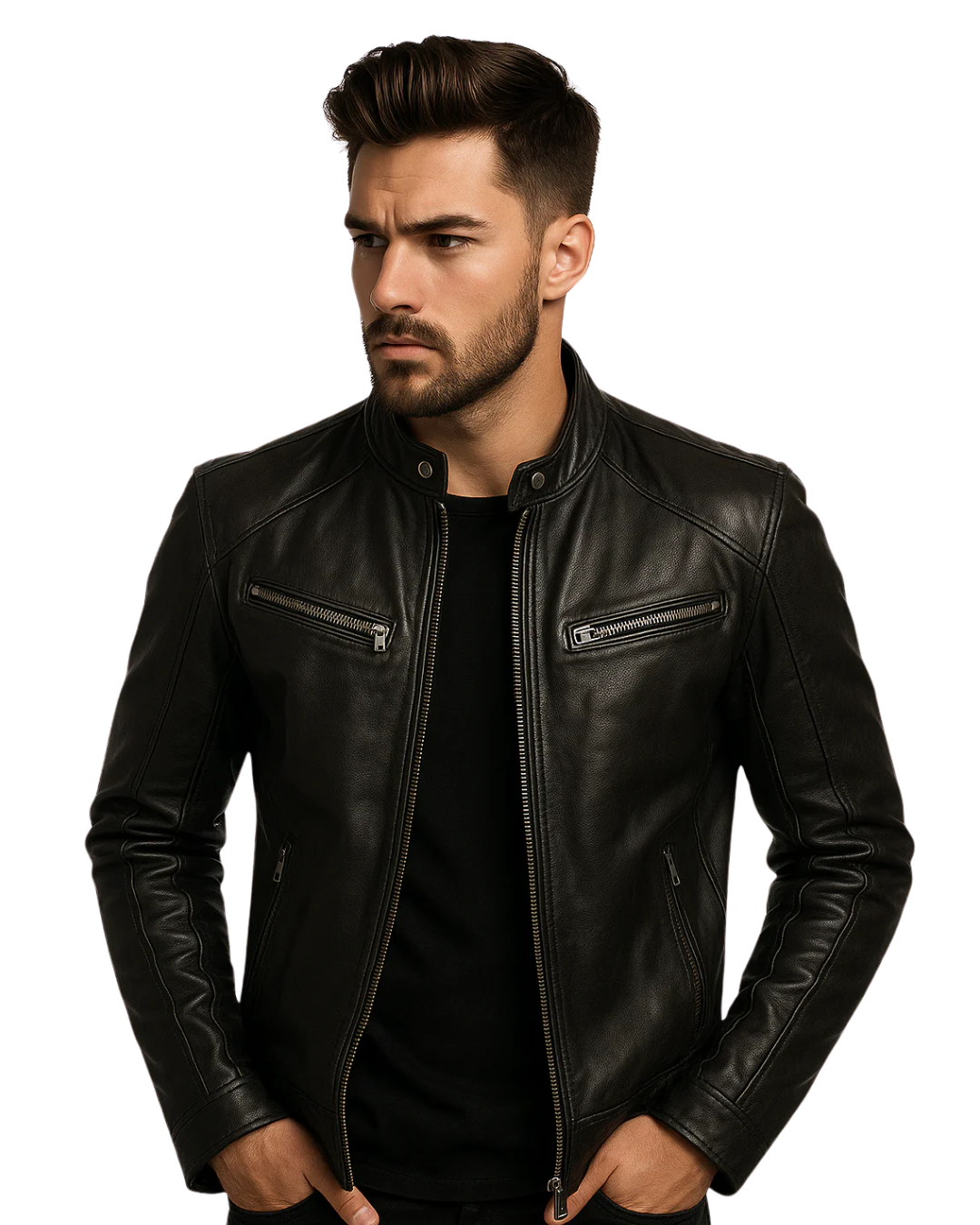 Jaqueta de Couro Masculina Racer