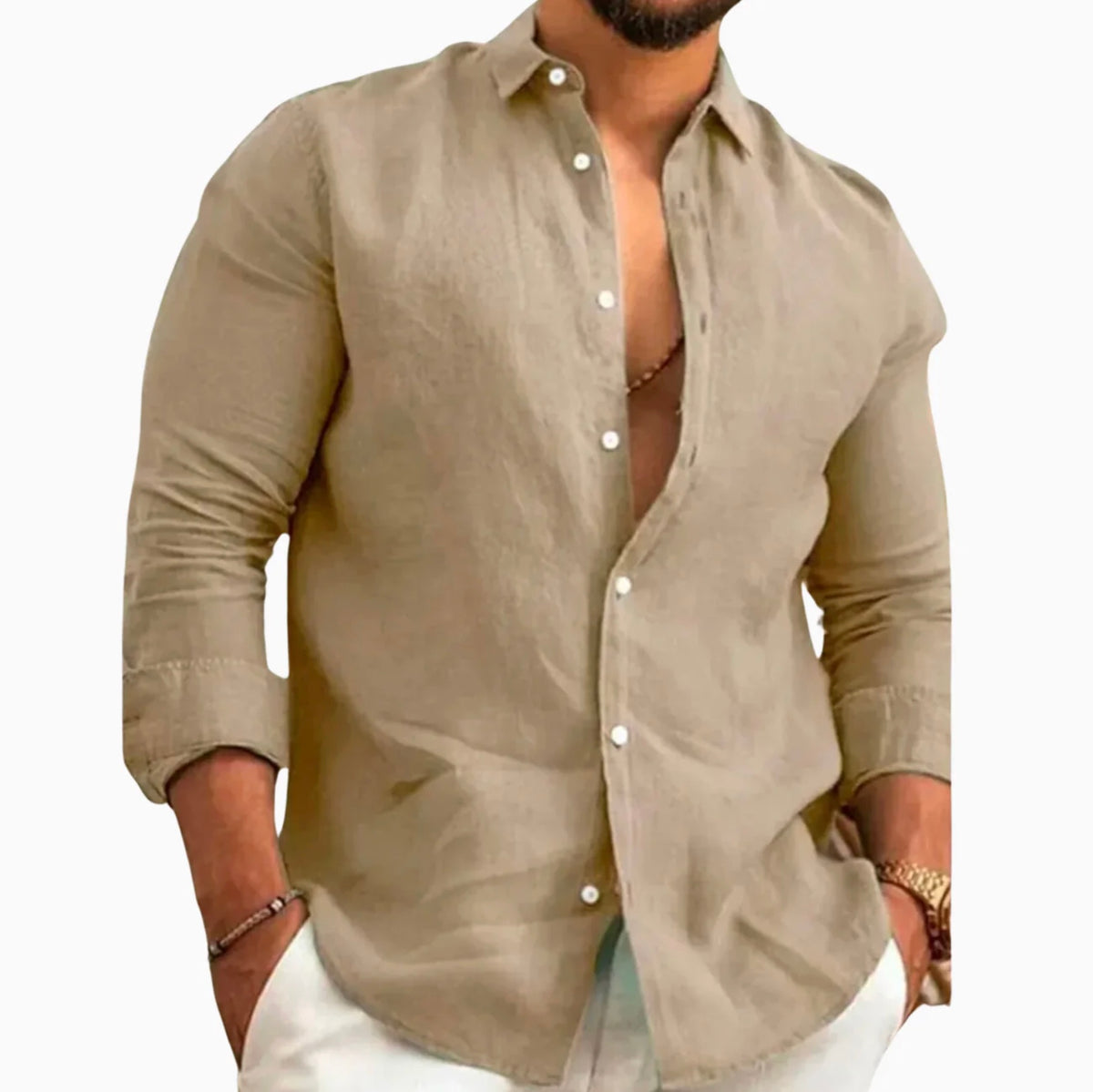 Camisa de Linho de Alta Qualidade Masculino
