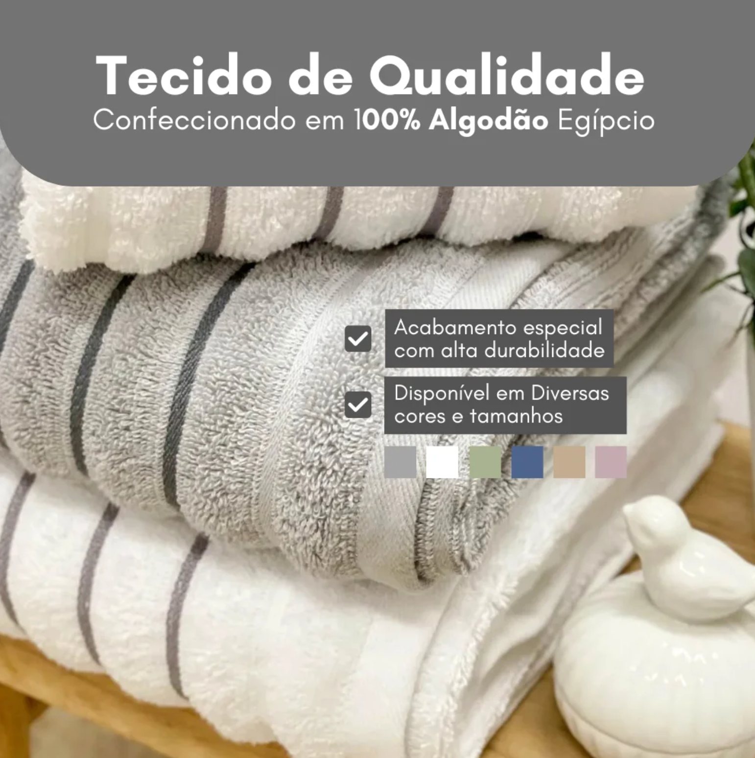 Jogo 4 Toalhas Banho e Rosto Wave 100% Algodão