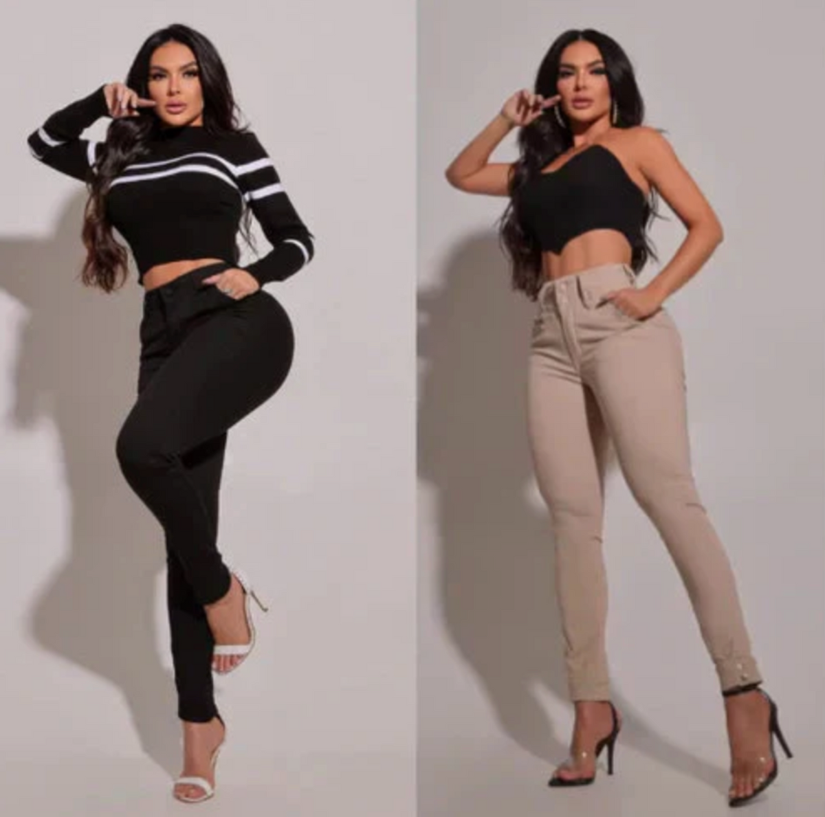Kit 2 Calças Jeans Femininas Cintura Alta